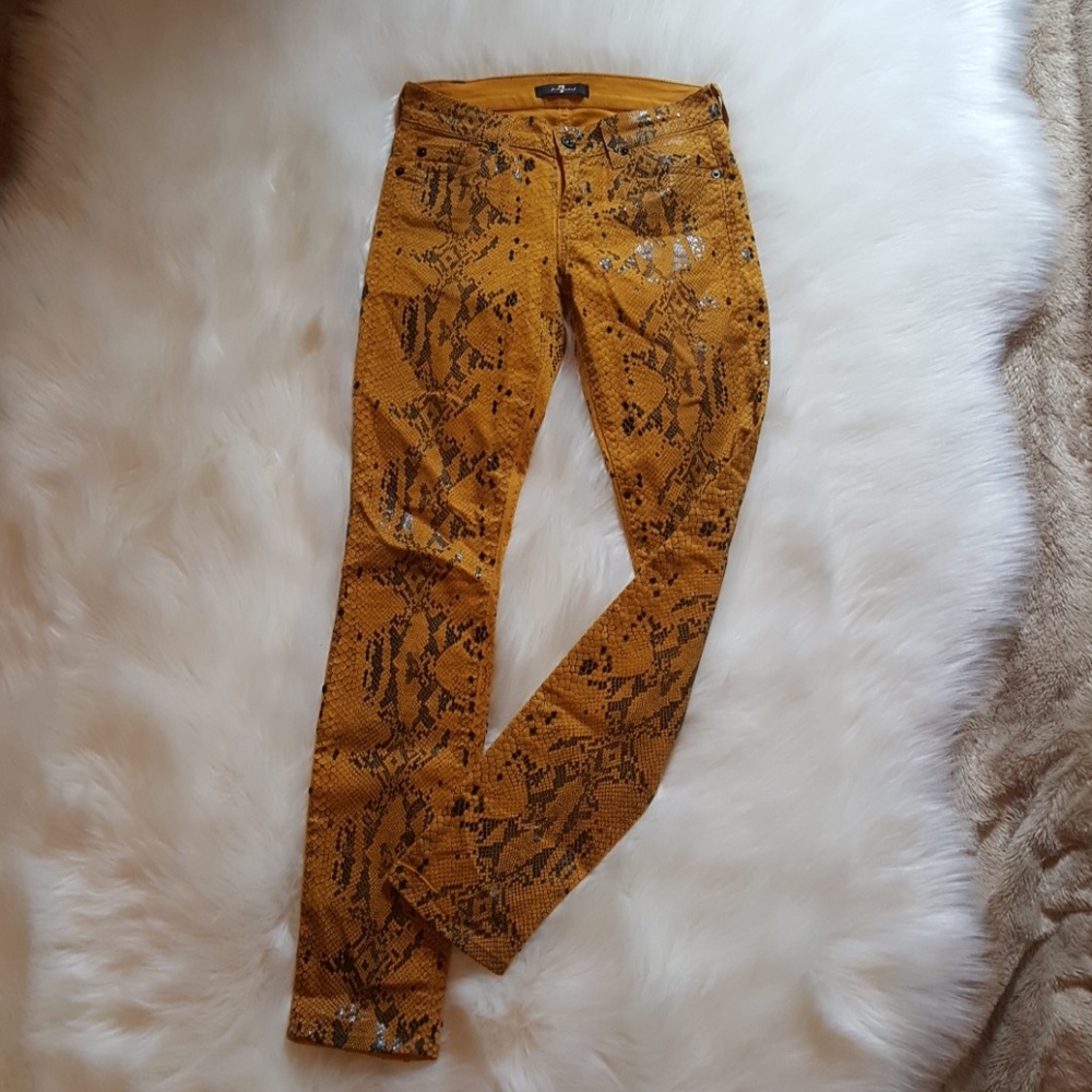 7 for all mankind snake print, skinny pants